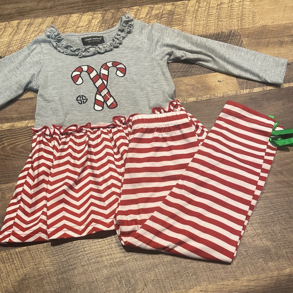 Simply Southern Gray and Red Candy Cane Kids Set